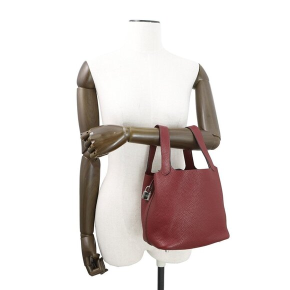 HERMES Picotin Lock Size PM Taurillon Clemence Rouge Grenat - Picture 3 of 13